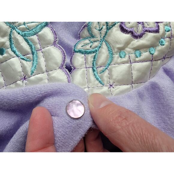 Simply Basic Womens Embroidered Floral Snap Up Pockets House Dress Robe READ - Picture 8 of 11